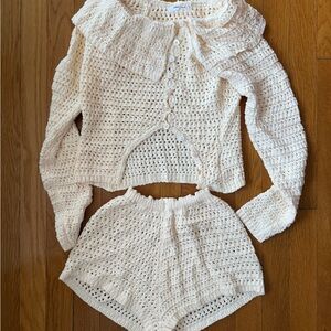 Peppermayo Cream Knit Tank Top & shorts